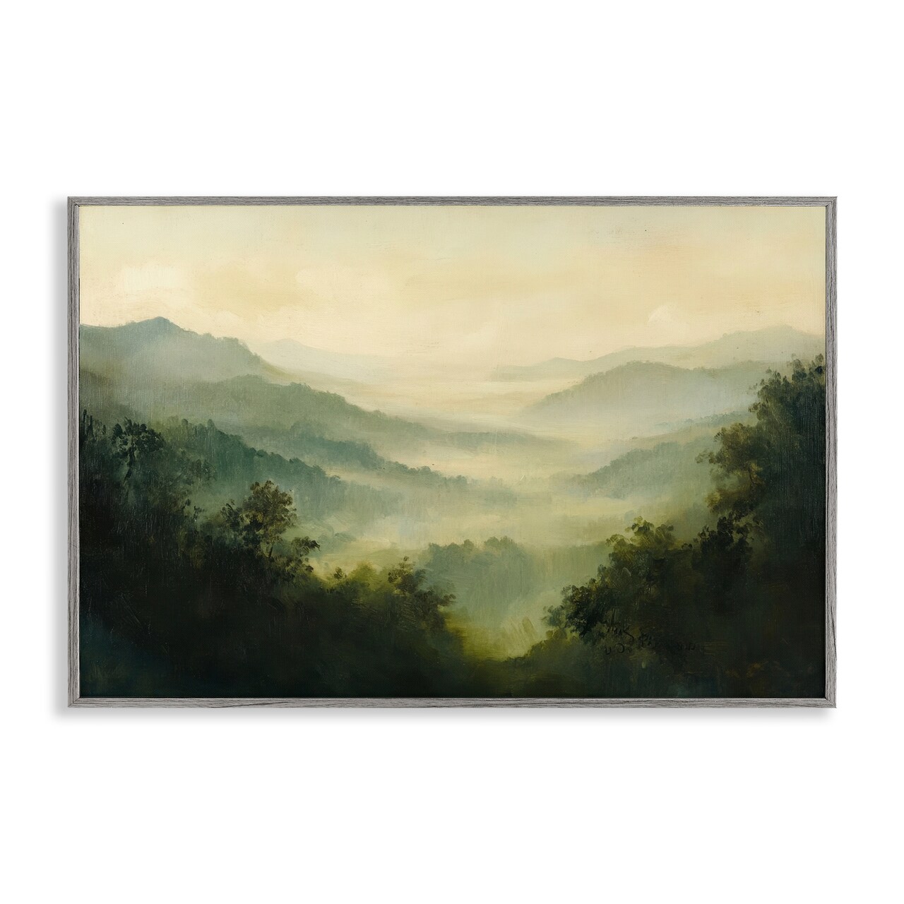 Stupell Industries Through The Haze Landscape Framed Giclee, design by Petal Prints Design